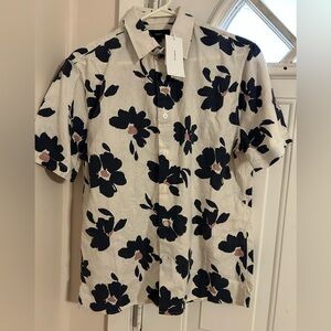 Vince Navy Floral Men's Button Down Shirt
